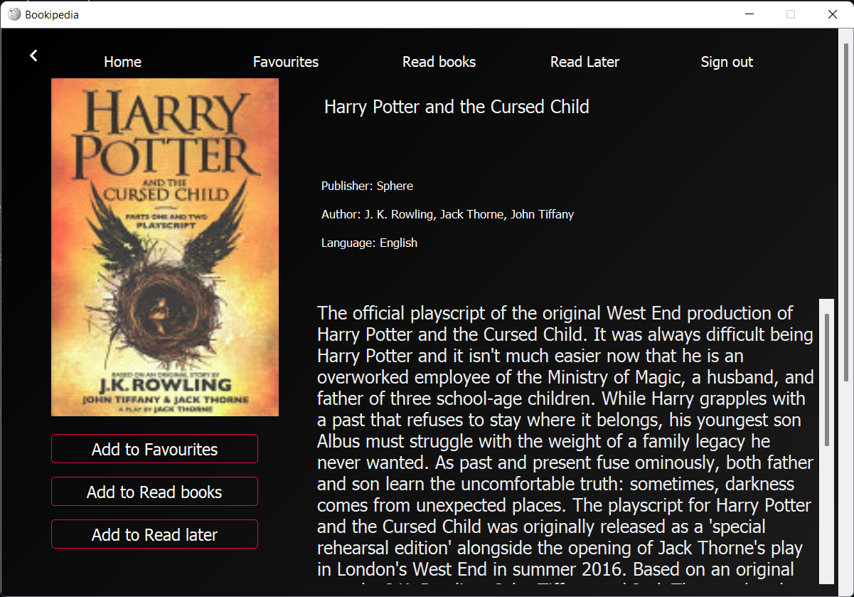 Book Details Interface